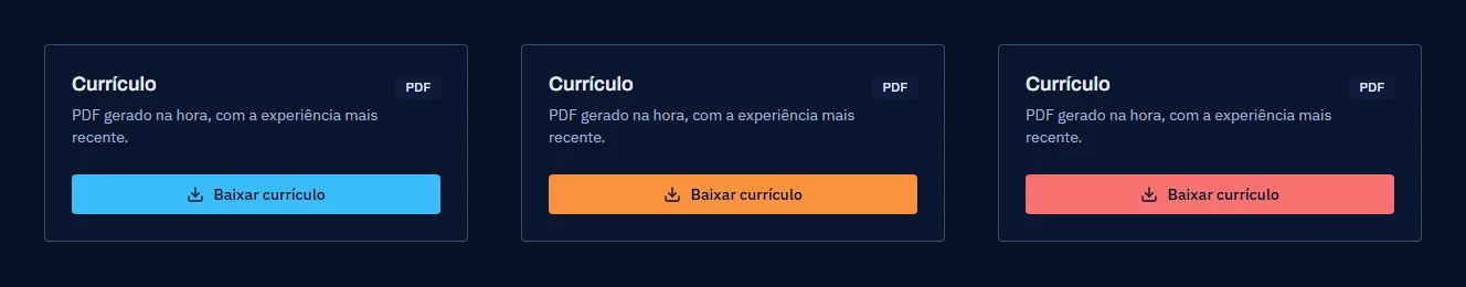 O mesmo card na temporada base, no Halloween e no Natal: o botão muda de azul para laranja e vermelho